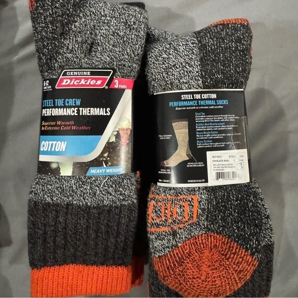 Dickies Mens Size 6-12 Thermal Cotton Crew Socks, 3-Pack